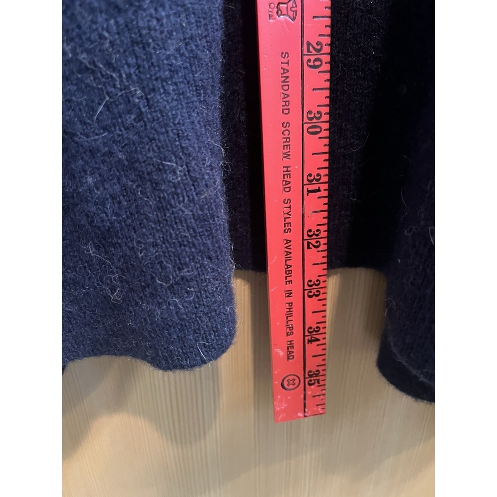Madewell Cardigan Women L Tan Navy Blue Wool Alpaca Colorblock Open Front Pocket - Picture 4 of 8